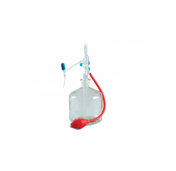 Buret tự động trắng + chai thủy tinh 2L + quả bóp Dinlab class AS 25 ml (0,05)